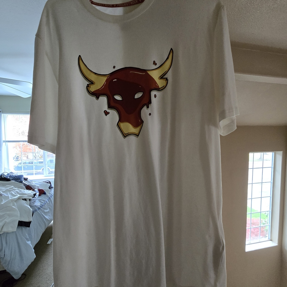 Under Armour White Tee with Bull Graphic